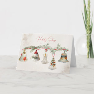 Cartão Vintage Bell Ornaments Folheed Greeting Card