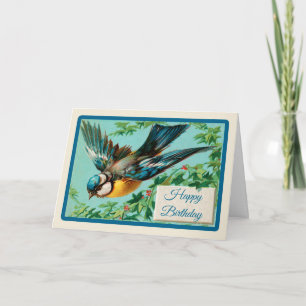 Cartão Vintage Bird com Floral Flowday Card