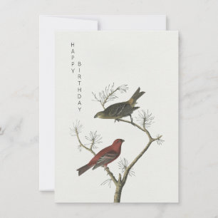 Cartão Vintage Birds art estilo japonês feliz aniversário