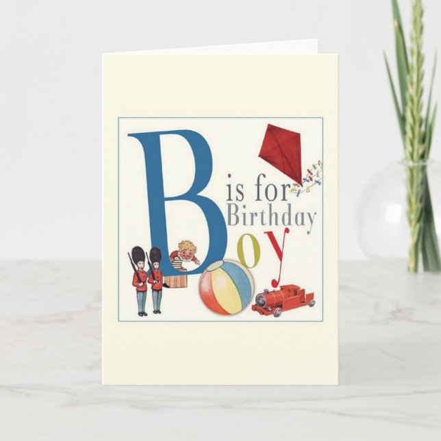 Cartão Vintage Birthday Boy Greeting Card (Frente)