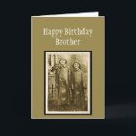 Cartão Vintage Birthday Brother Fun Foto<br><div class="desc">Vintage divertida Foto de dois irmãos na chuva. Saudações excelentes para o irmão que você aprecia.</div>