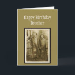 Cartão Vintage Birthday Brother Fun Foto<br><div class="desc">Vintage divertida Foto de dois irmãos na chuva. Saudações excelentes para o irmão que você aprecia.</div>