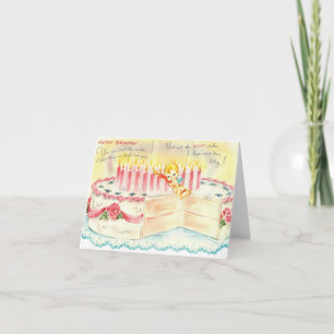 Cartão Vintage Birthday Cake
