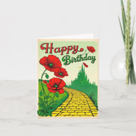 Cartão Vintage Birthday Card com Poppies
