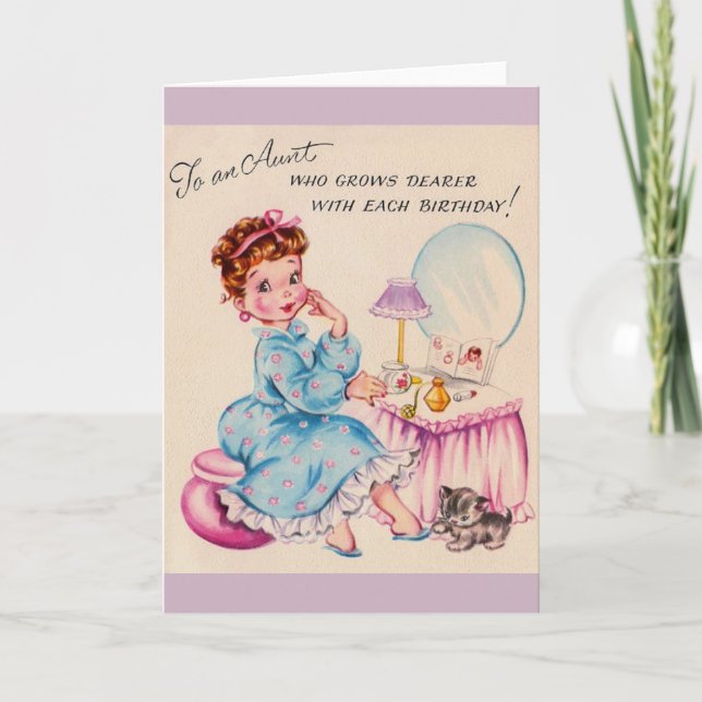 Cartão Vintage Birthday Card para a querida tia (Frente)