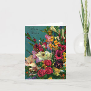 Cartão Vintage Birthday Flowers