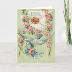 Cartão Vintage Birthday Greetings,