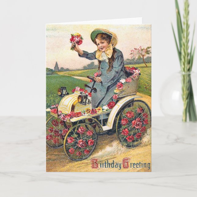Cartão Vintage Birthday Saudação (Frente)