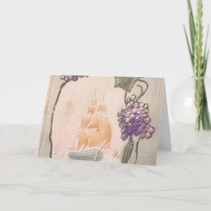 Cartão Vintage Birthday Ship