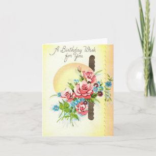 Cartão Vintage Birthday Wish