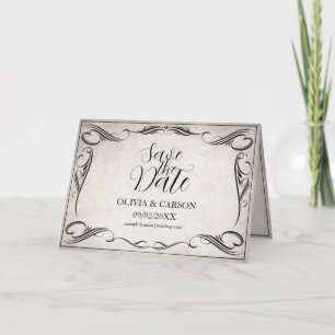 Cartão Vintage Black Art Deco Casamento Salve a Data