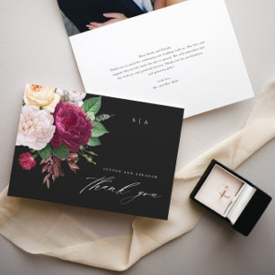 Cartão Vintage blooms obrigado floral de fotos de casamen