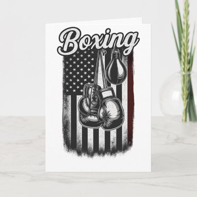 Cartão Vintage Boxing American Flag Retro (Frente)