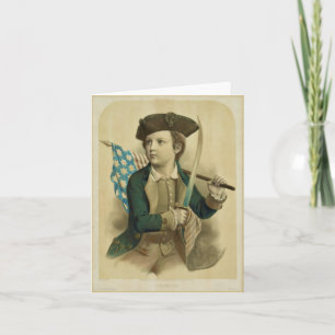 Cartão Vintage Boy with American Flag Note Card