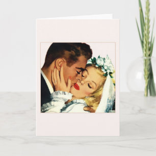 Cartão Vintage Bride and Groom Tender Kiss Note Card