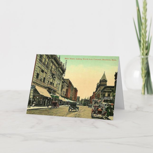 Cartão Vintage Brockton, Massachusetts (Frente)