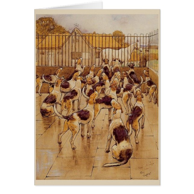 Cartão Vintage - cães da caça, (Frente)