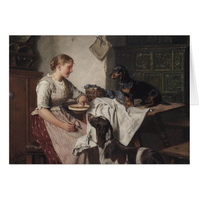 Cartão Vintage - cães do Dachshund & do ponteiro, (Frente Horizontal)