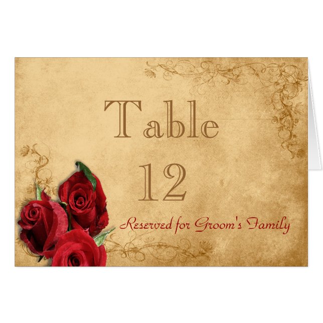 Cartão Vintage Caramel Brown & Rosa Table Number (Frente horizontal)