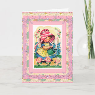 Cartão Vintage Card Feliz Aniversário Para Menina