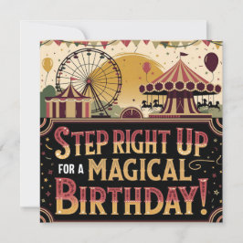 Cartão Vintage Carnival Extravaganza Birthday Design