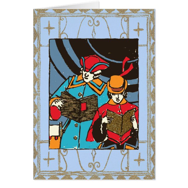Cartão Vintage Caroling Duo (Frente)