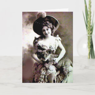 Cartão Vintage Cat Lady Birthday Card