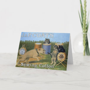 Cartão Vintage Cat Sewing Cotton Ad Note Card