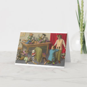 Cartão Vintage Cat Tailor Shop Note Card