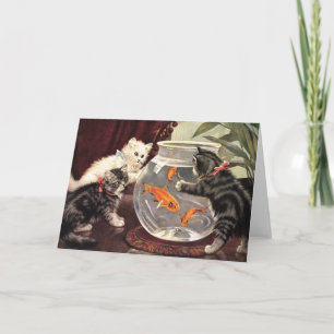 Cartão Vintage Cats & Goldfish Notecard