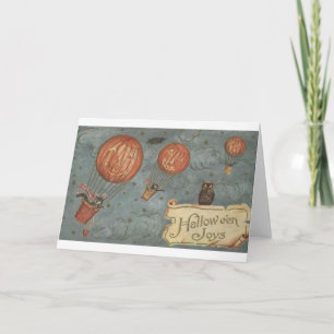 Cartão Vintage Cats Halloween Greeting Card