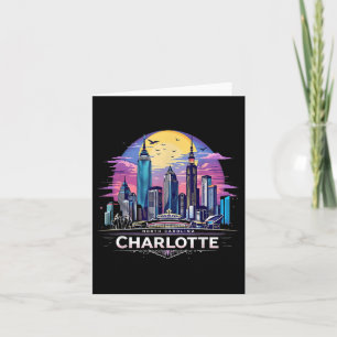 Cartão Vintage Charlotte North Carolina Sunset Skyline Ci