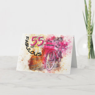 Cartão Vintage Chic Watercolor Bicycle Birday - Bicicleta