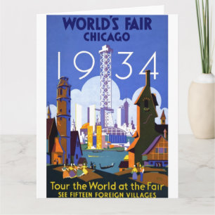 Cartão Vintage Chicago World's Fair 1934 Advertisement