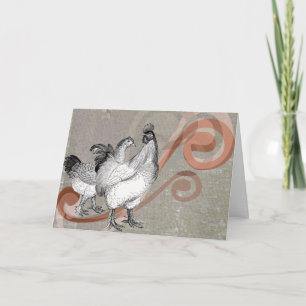 Cartão Vintage Chickens Greeting Card