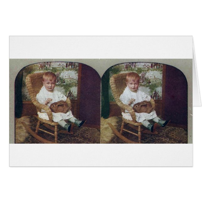 Cartão Vintage Child and Rabbit (Frente Horizontal)