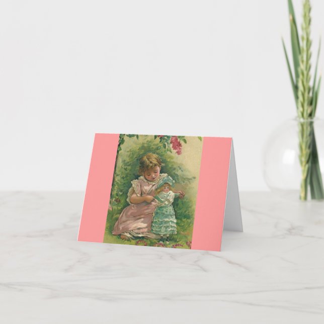 Cartão Vintage Child com Baby Doll Notecard (Frente)