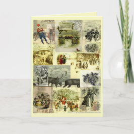 Cartão Vintage Christmas Card Images Collage 