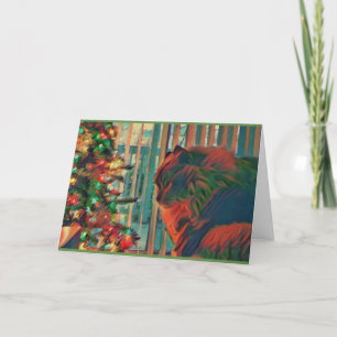 Cartão Vintage Christmas Cat Holiday Card