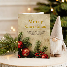 Cartão Vintage Christmas Gold Greeting Card | Classic Red