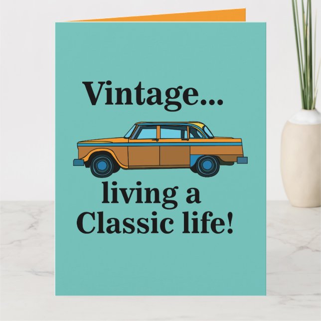 Cartão Vintage Classic Car Birthday (Frente)