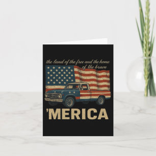 Cartão Vintage Click Truck Merica American Flag Usa 4th O