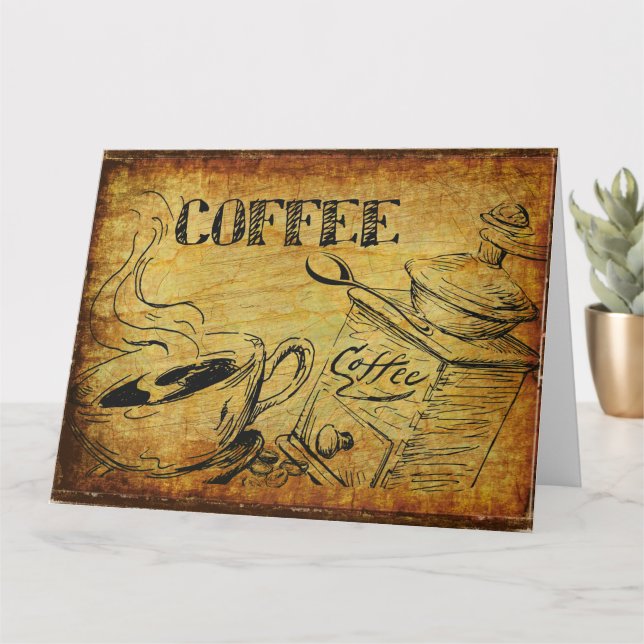 Cartão Vintage Coffee Cup Velha Moda (Planta pequena)