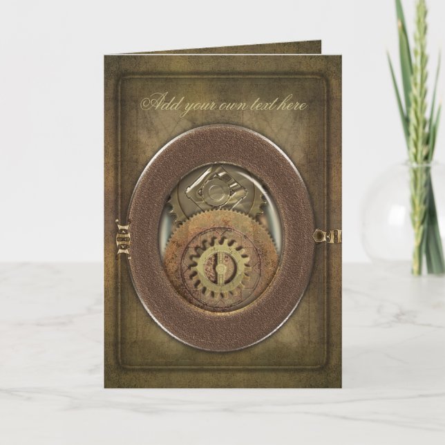 Cartão Vintage Cogs Steampunk Personalizado (Frente)