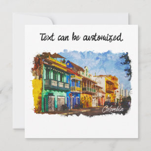 Cartão Vintage Colombia Watercolor Greeting Card