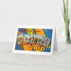 Cartão Vintage Colorful Greetings From Cincinnati Ohio