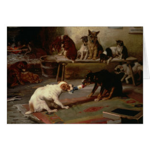 Cartão Vintage - conflito do jogo dos cães,