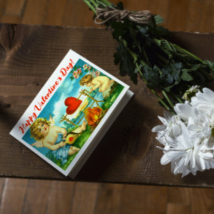 Cartão Vintage coração do Feliz dia de os namorados Angel