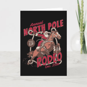 Cartão Vintage Cowboy Santa do Rodeio do Polo Norte País