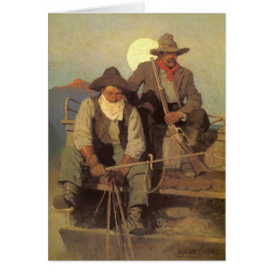 Cartão Vintage Cowboys, The Pay Palco do NC Wyeth